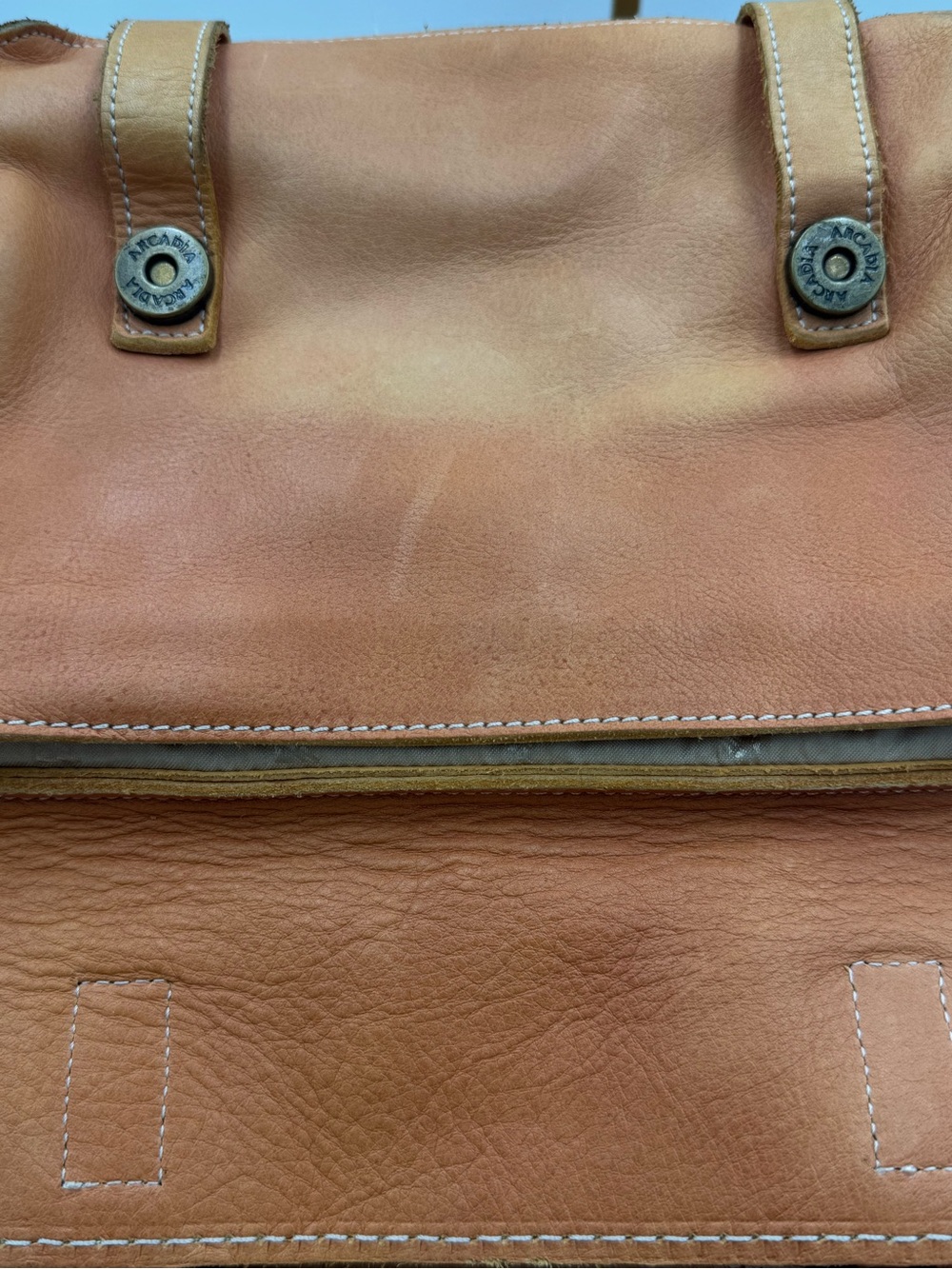 Arcadia Chestnut Leather Satchel Handbag - Picture 11 of 16